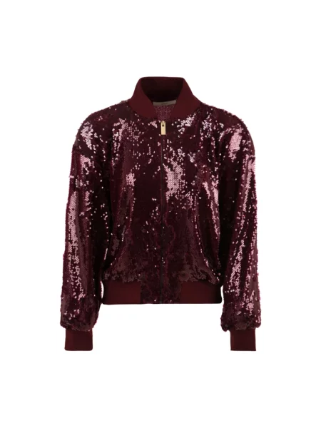 Kurtka bomber Akep z cekinami czerwony