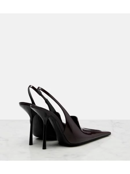 Pantofi cu toc Saint Laurent din piele slingback maro