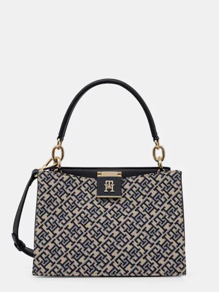 TOMMY HILFIGER Kabelka na rameno béžová / tmavomodrá / svetlomodrá modrá