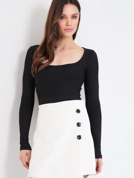 Trend Alaçatı Stili Tricou body negru