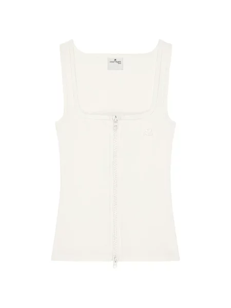 Top Courreges tricotate alb
