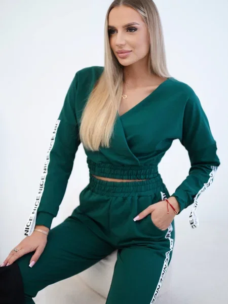 Komplet dresowy Kesi w paski zielony