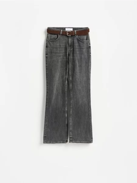 Reserved Blugi flare cu curea gri