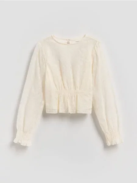 Reserved Мереживна блузка кремовий 