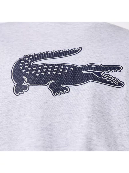 Lacoste T-Shirt Z Oddychającego Dżerseju Sport Z Nadrukiem Z Logo Krokodyla 3D szara