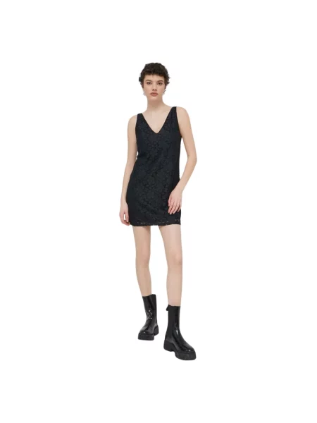Desigual sukienka LACE mini prosta czarny
