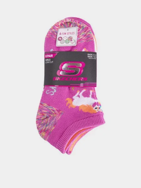 Skechers Low Cut 6 Fun Styles 25 Набір шкарпеток Для дівчаток рожевий