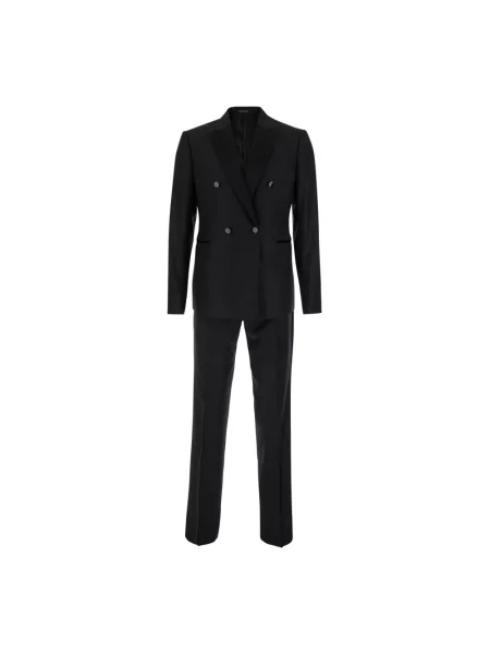 Garnitur Emporio Armani wełniany dwurzędowy czarny