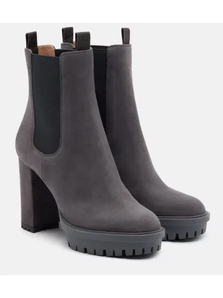 Botine chelsea Gianvito Rossi din piele de căprioară gri