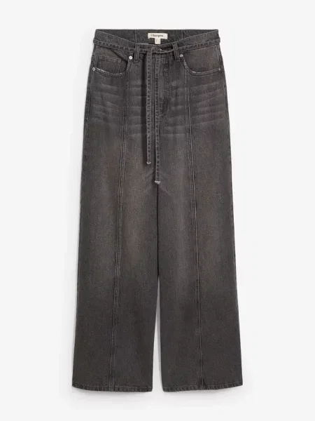 Dżinsy z szerokimi nogawkami high waist szare