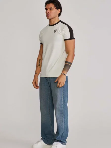 SikSilk Tričko Stripe Ringer nebielená čierna
