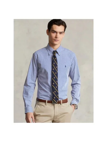 Koszula Polo Ralph Lauren w paski z paskiem niebieska