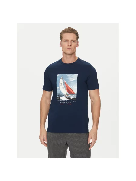 Tommy Hilfiger Marškinėliai Color Photo Print Tamsiai Regular Fit mėlyna