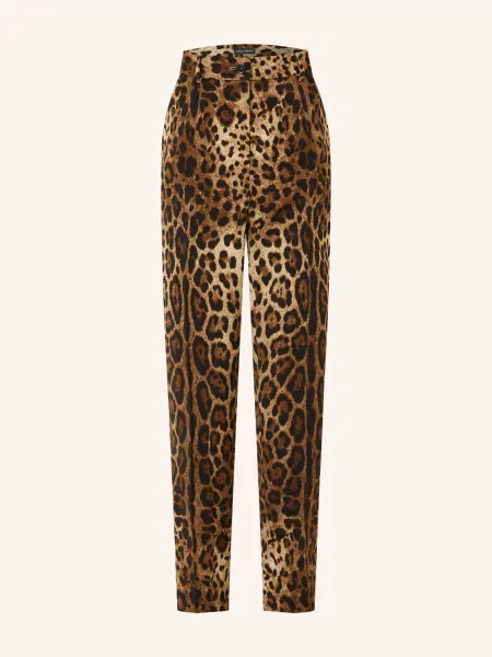 Dolce & Gabbana Kalhoty Tela tmavě hnědá / béžová černá