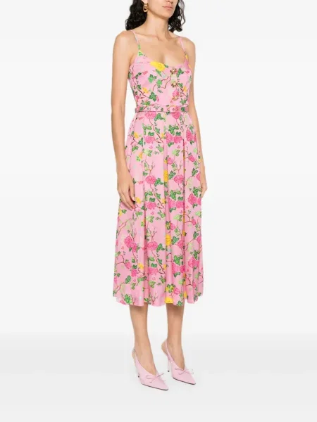 Rochie Nissa cu model floral cu imagine de costum roz