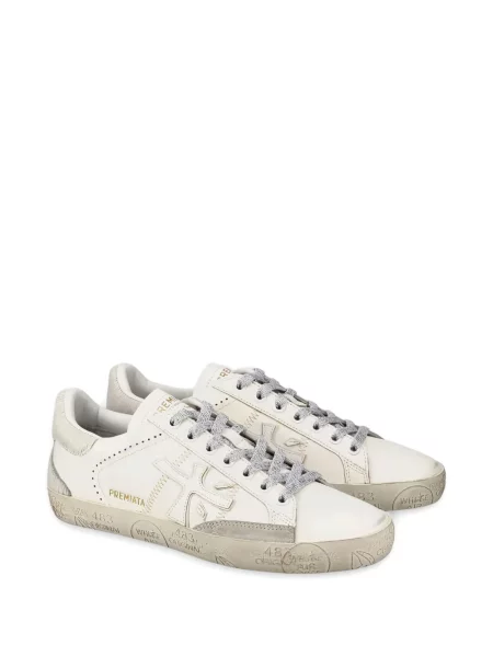 Sneakerși Premiata cu broderie alb