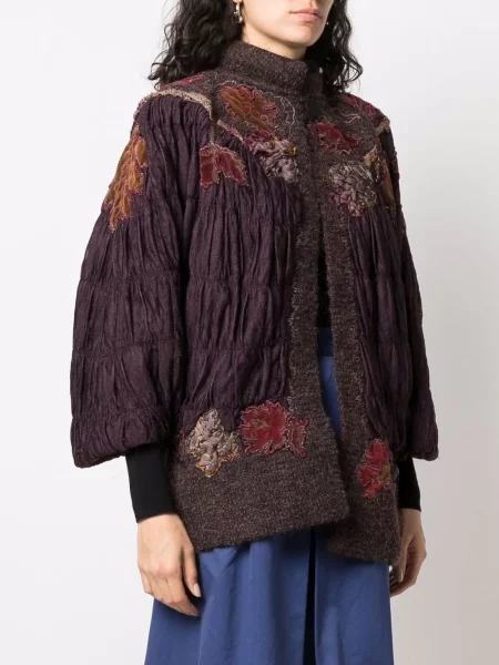 Květinová retro bunda A.n.g.e.l.o. Vintage Cult s volány červená