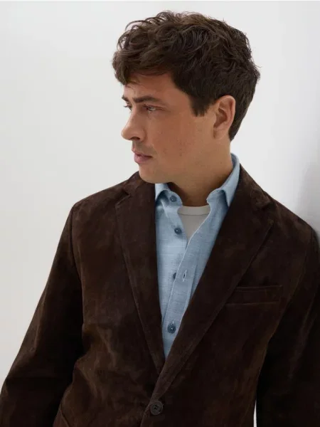 Reserved MEN`S BLAZER maro-închis maro