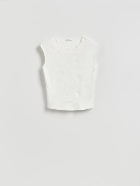 Reserved Блузка з декоративним візерунком білий