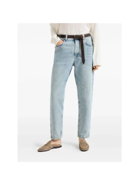 Jeansy straight leg Brunello Cucinelli niebieskie