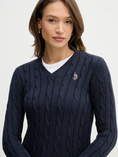 U.S. Polo Assn. pulóver női V-NECK CABLE