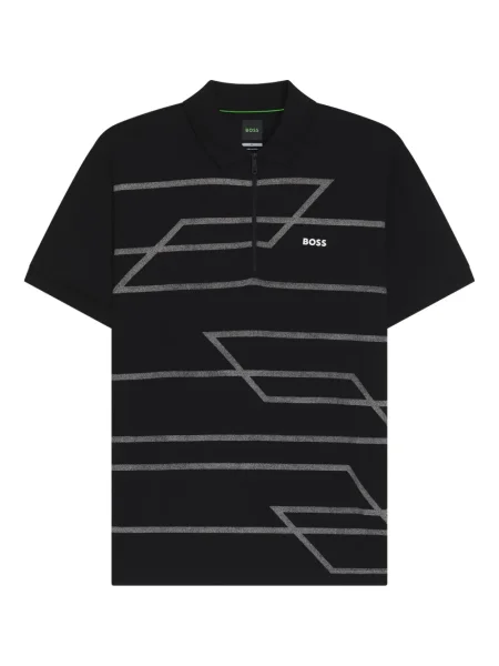 Tricou polo Boss cu imprimeu geometric negru