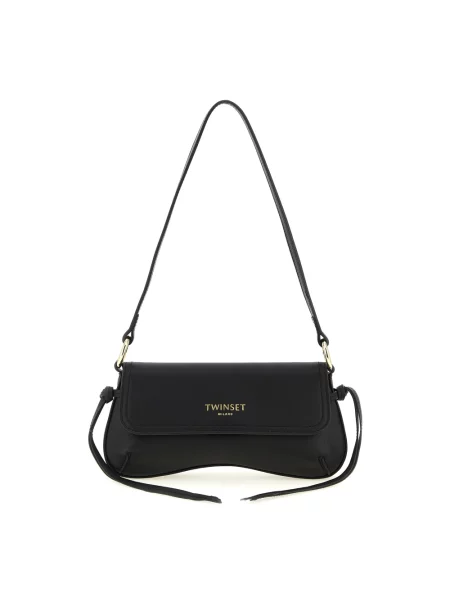 Twinset Torebki Kobieta ONE SIZE Skóra Torba na Ramię ze Skóry Cielęcej Nappa Full-grain czarny