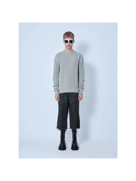 Sweter Rick Owens wełniany z okrągłym dekoltem szary