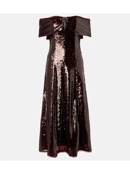 Rochie midi Self-portrait până la genunchi de costum maro
