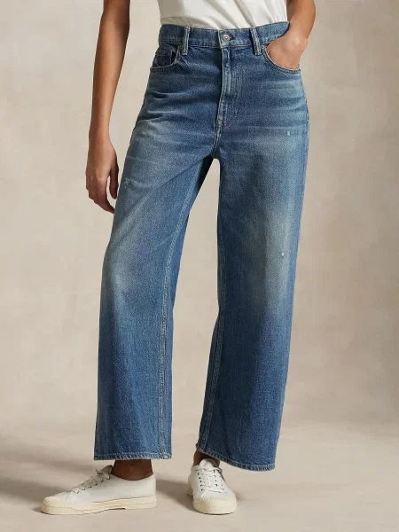 Polo Ralph Lauren blugi din Wd Lg Crp Ankle Wide high waist albastru