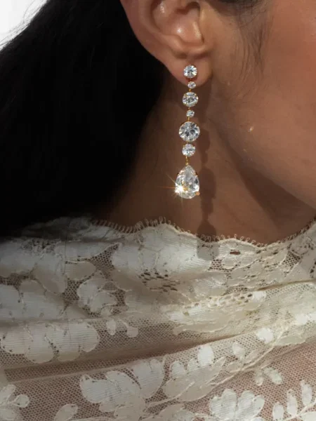 Cercei Jennifer Behr de cristal auriu