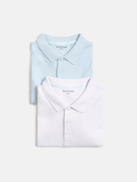 Reserved Tricou polo 2 bucăți albastru-pal albastru