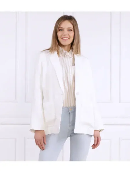 Tommy Hilfiger De in sacou CASUAL LINEN SB BLAZER alb