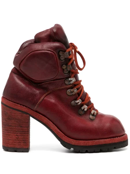 Botine Guidi cu șireturi din dantelă roșu