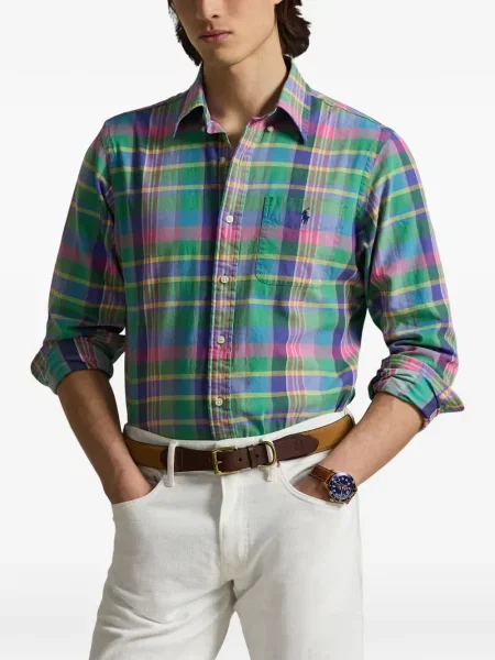 Tricou polo Polo Ralph Lauren cu dungi cu două rânduri de nasturi cu aplicații negru