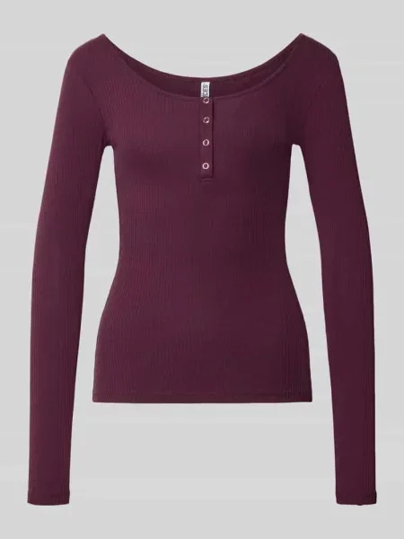 Bluzka z długim rękawem o kroju slim fit z mieszanki bawełny model ‘KITTE’ Pieces