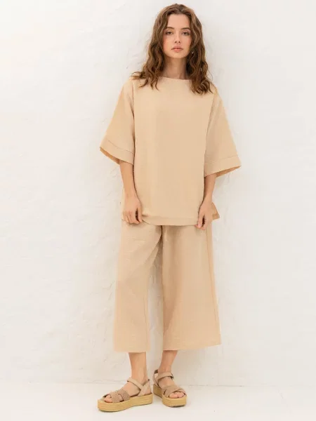 Кюлоти Seventeen льон/бавовна бежевий