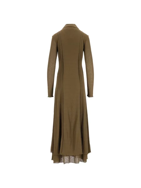 Rochie maxi Ganni plasă cu legături verde