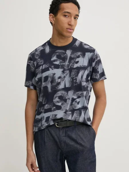 Тениска G-Star Raw с десен тъмносиньо