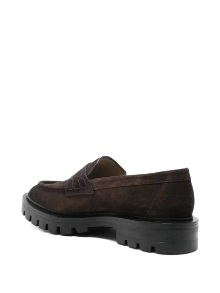 Pantofi loafer Santoni din piele de căprioară maro