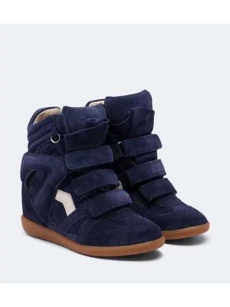 Sneakerși Isabel Marant din piele de căprioară cu pană albastru