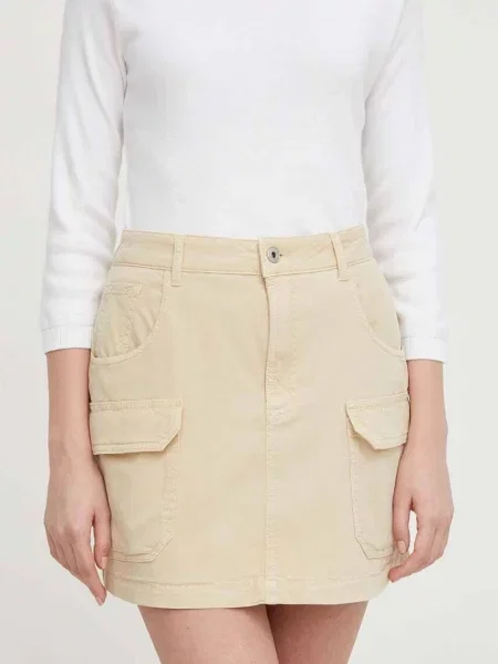 Suknja Pepe Jeans mini ravna bež