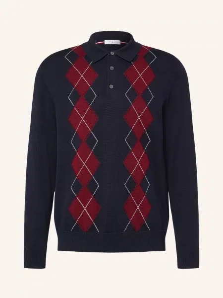 Tommy Hilfiger Pletená Polokošile tmavě modrá / tmavě červená bílá