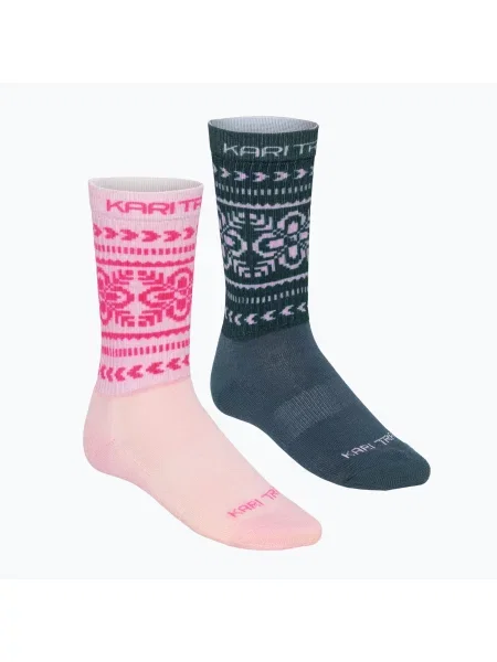 Șosete pentru femei KARI TRAA Puffin 2 pack pink frost roz