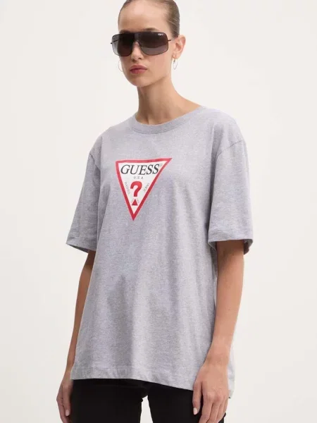 Тениска Guess Jeans сиво