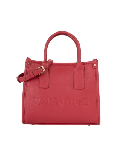 Lniana torebka Valentino By Mario Valentino czerwona