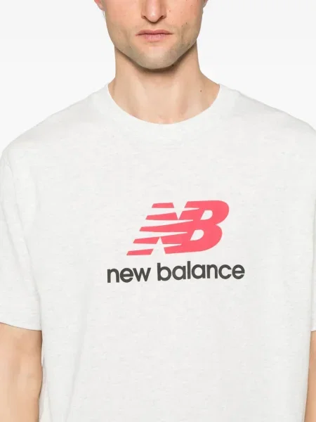 Tricou New Balance cu broderie din material terry albastru