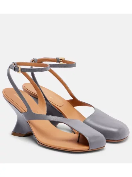 Sandale Dries Van Noten din piele cu pană gri