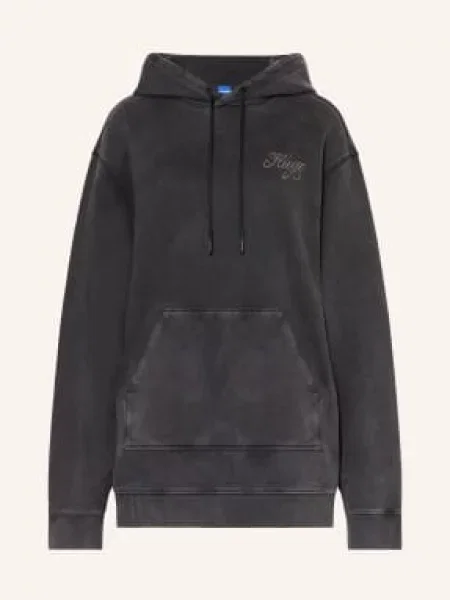 Hugo Blue Bluza Z Kapturem Oversized Dejandra Z Kamieniami Ozdobnymi schwarz niebieska