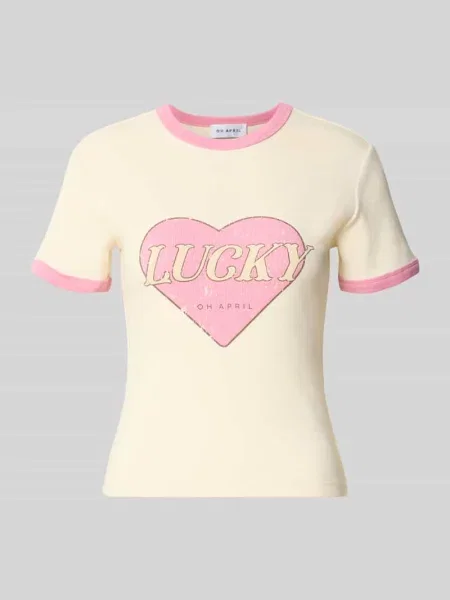 T-shirt z nadrukiem z motywem model Lucky' Oh April biała